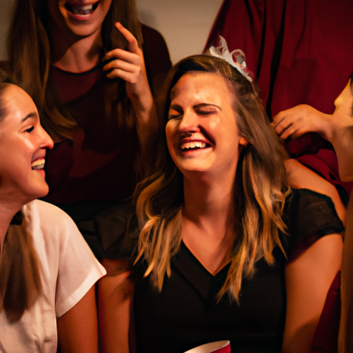 תמונה המתעדת את רגע הצחוק המשותף בין חברים, מחזקת את הקשר ביניהם במהלך מסיבת יום הולדת בהפתעה.